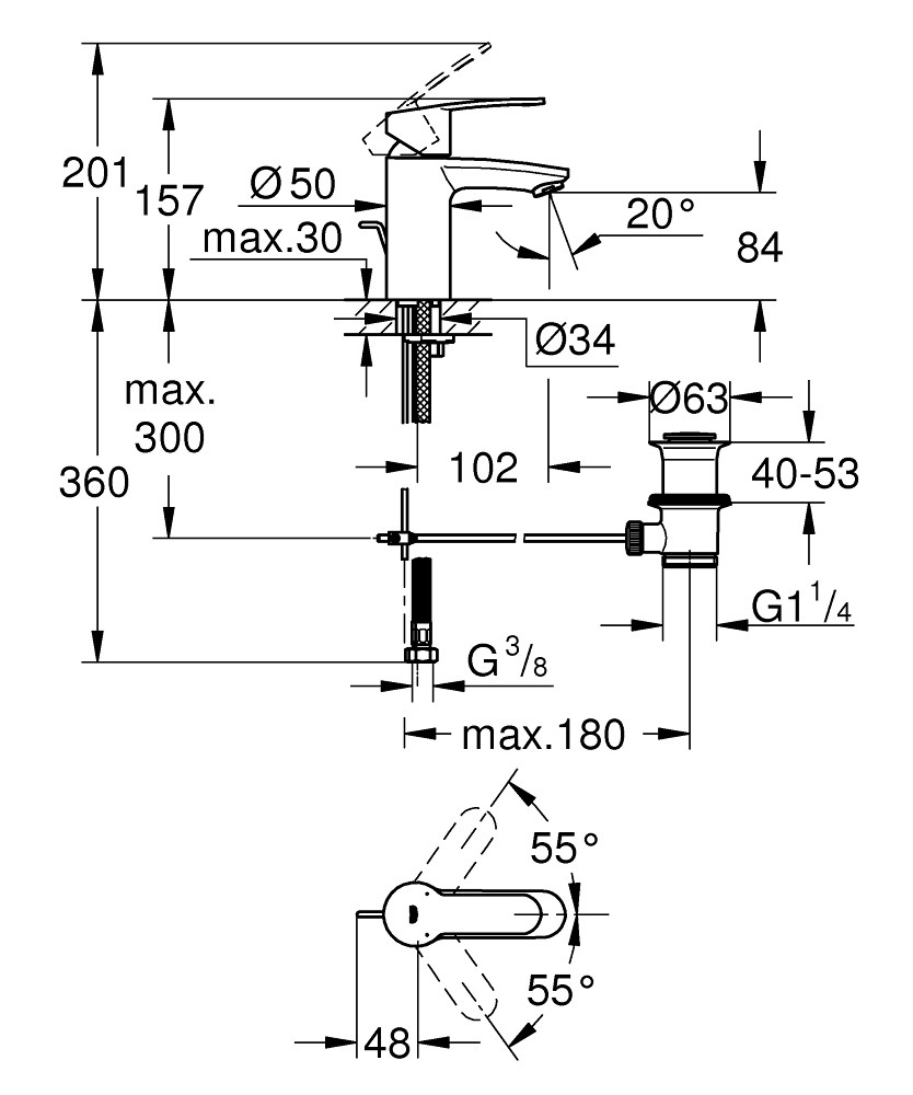 GROHE Eurostyle Cosmopolitan 單槍面盆龍頭