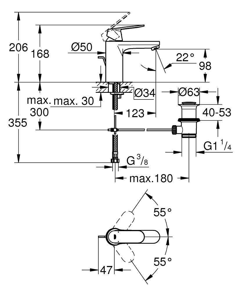 GROHE Eurosmart Cosmopolitan 單槍面盆龍頭