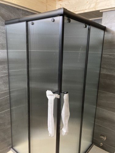 L型無框對開橫拉門(黑色)